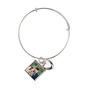 Bratara metalica personalizata cu poza - patrat