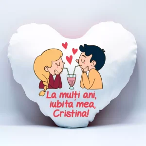 Perna in forma de inima personalizata cu nume - La multi ani!