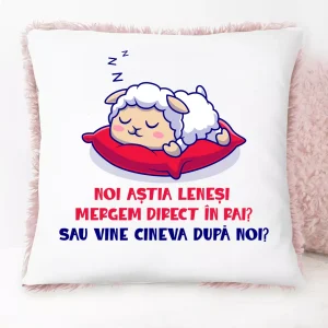 Perna cu blana roz personalizata - Noi astea lenesi mergem direct in rai