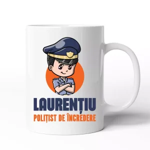 Cana personalizata cu nume - Politist de incredere