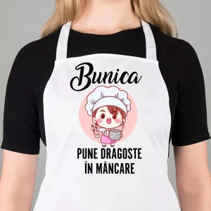 Sort personalizat cu nume - Bunica pune dragoste in mancare
