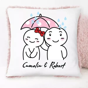 Perna cu blana roz personalizata cu nume - Indragostiti