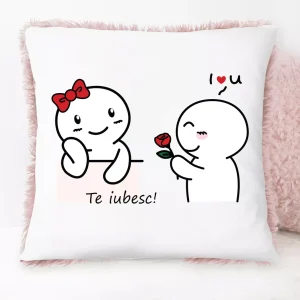Perna cu blana roz personalizata cu nume - Te iubesc