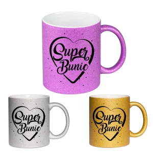 Cana GLITTER cu sclipici personalizata - Super bunic