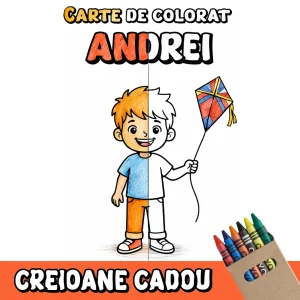 Carte de colorat personalizata cu nume si mesaj - Baiat