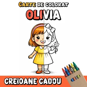 Carte de colorat personalizata cu nume si mesaj - Fata